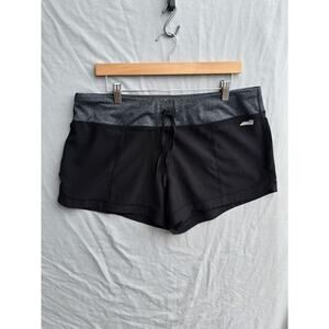 Avia Shorts Womens XL Black Gray Colorblock Running Drawstring Athletic